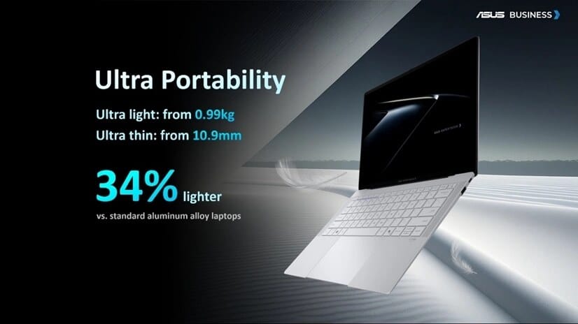 ASUS ExpertBook Ultra tampak depan dalam posisi terbuka menampilkan layar dan keyboard