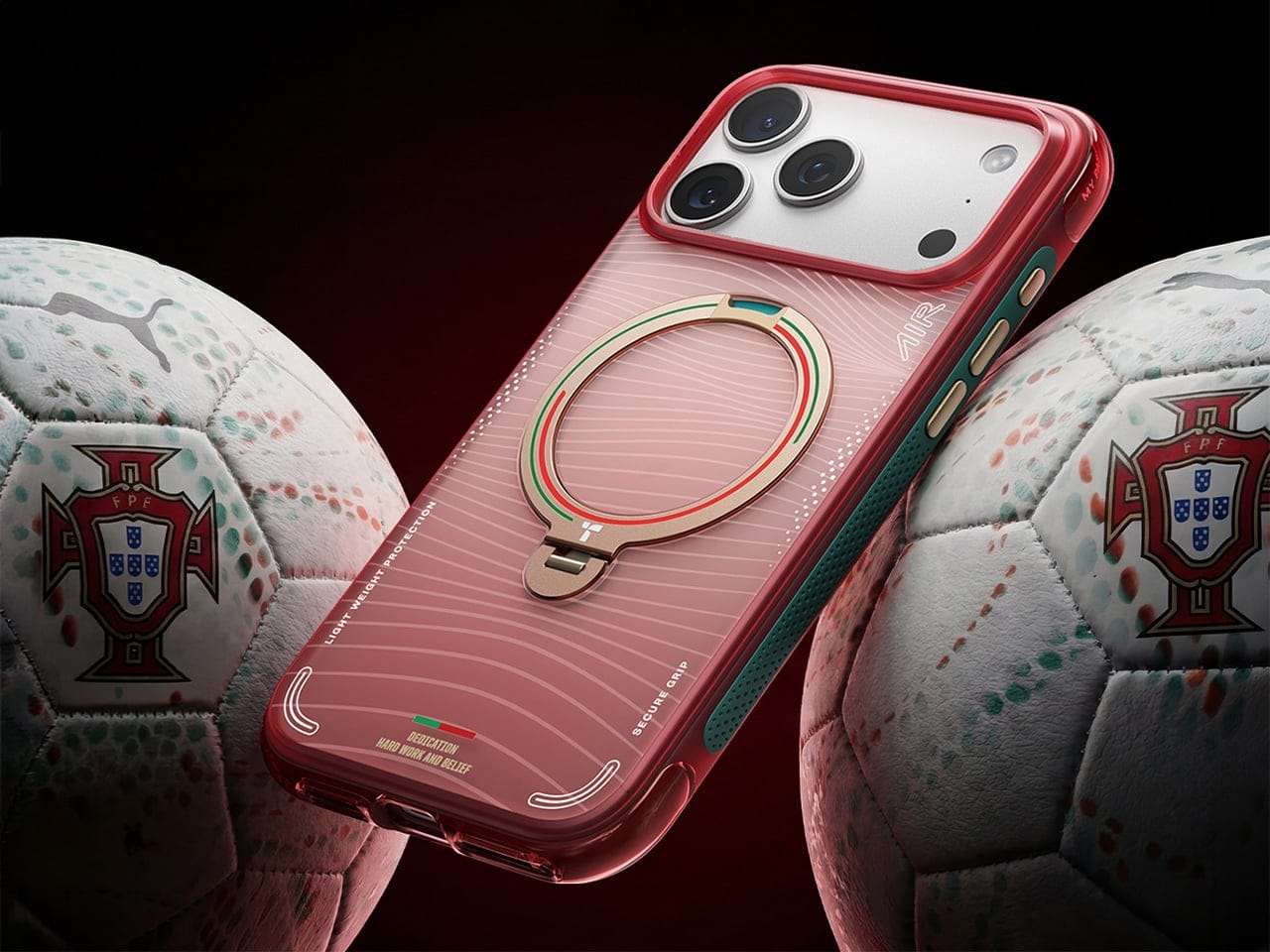 Casing smartphone TORRAS Q3 Air edisi Timnas Portugal dengan elemen grafis