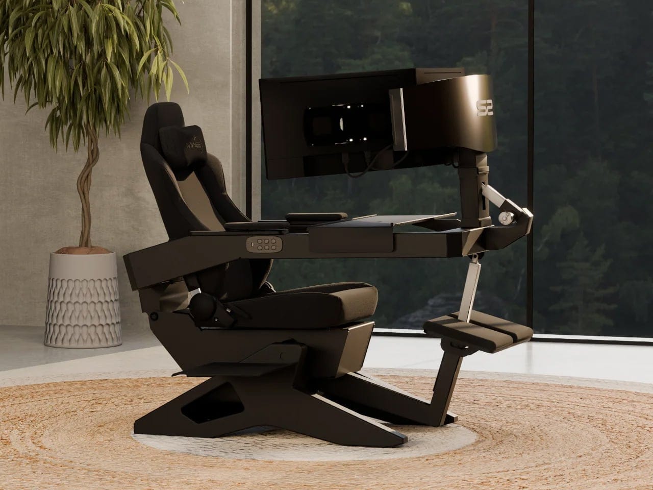 Desain stasiun kerja ergonomis Emperor S2 dengan kursi zero gravity