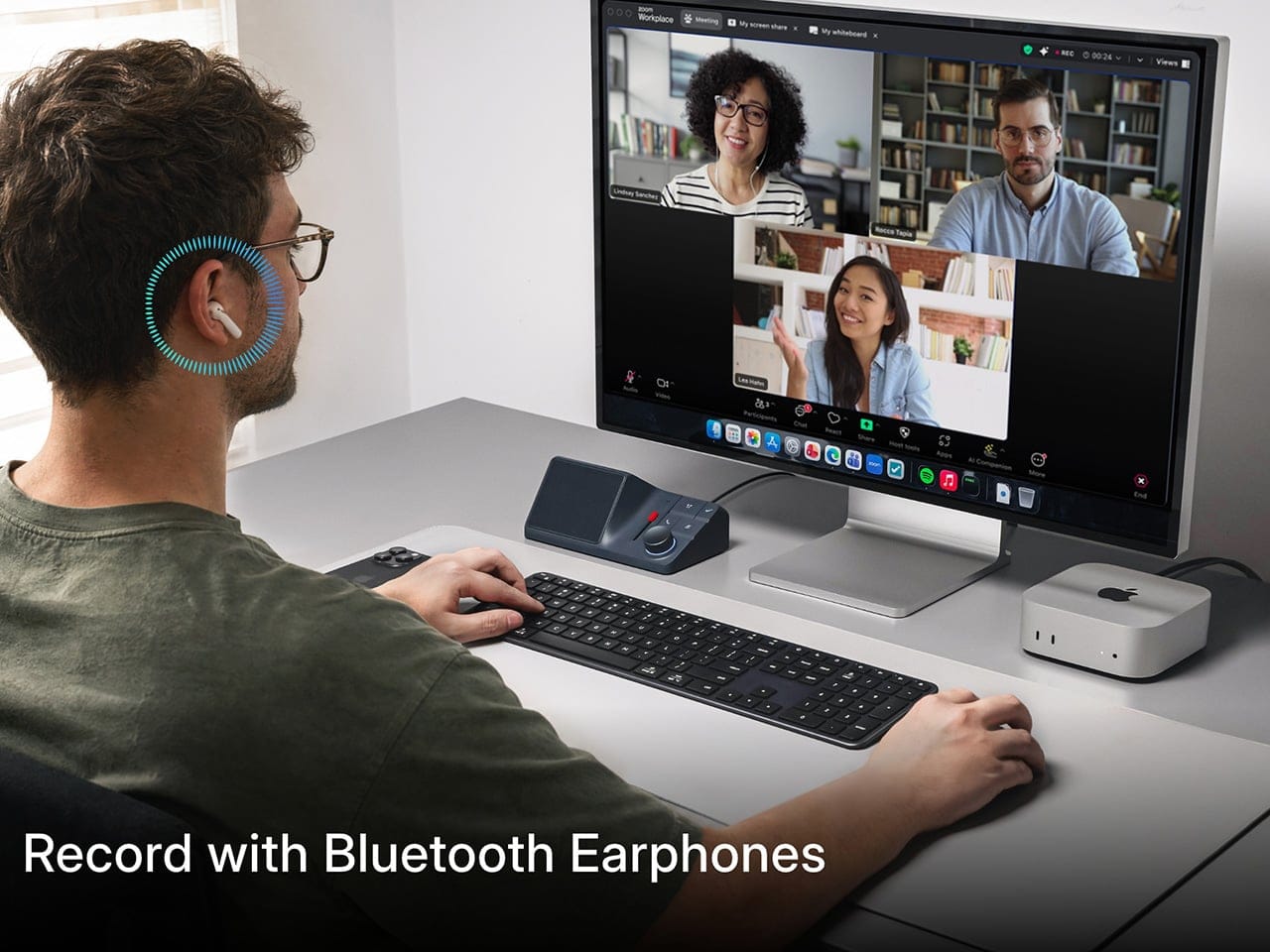 HiDock H1 Lite dengan port USB-C di bagian belakang, menekankan konektivitas simpel dan rapi