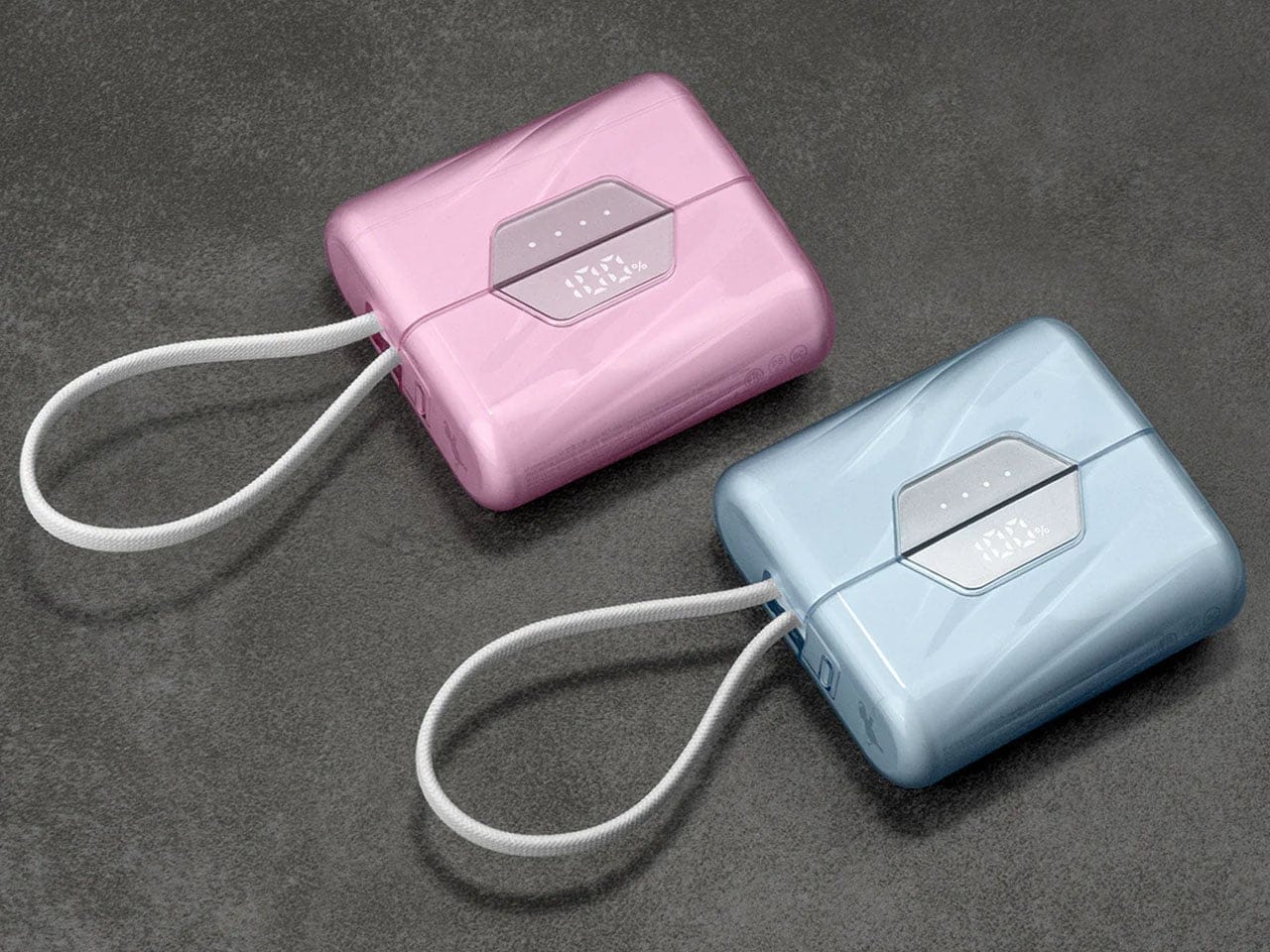Nimble SharePower edisi transparan Liquid Crystal warna biru dan pink