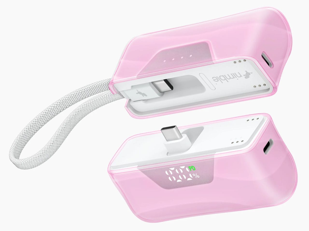 Powerbank Nimble SharePower dengan desain magnetik yang dapat dipisah menjadi dua unit terpisah untuk berbagi daya