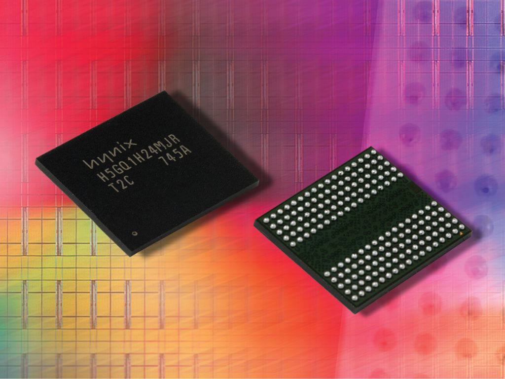 Render chip memori DRAM GDDR5 produksi SK Hynix untuk kartu grafis dan modul RAM performa tinggi